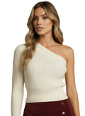 Breslin | Women's One-Shoulder Long Sleeve Ribbed Knit Top