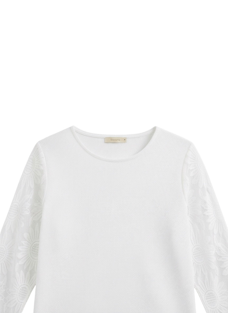 Breslin | Women's Floral Lace Sleeve Office Blouse — Elegant, Refined & Confident