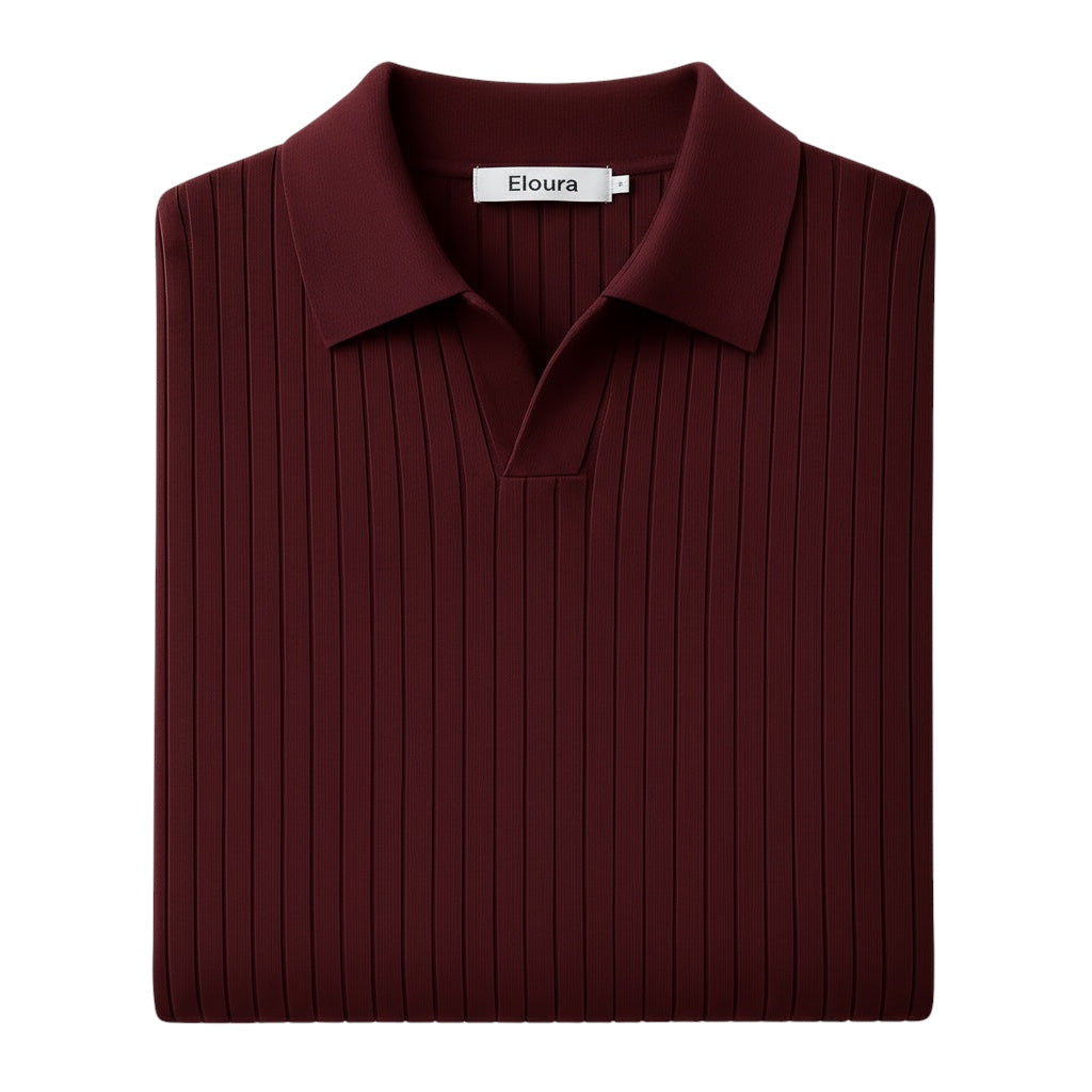 Breslin | Men’s Ribbed Knit Polo Shirt— Refined Texture, Effortless Class