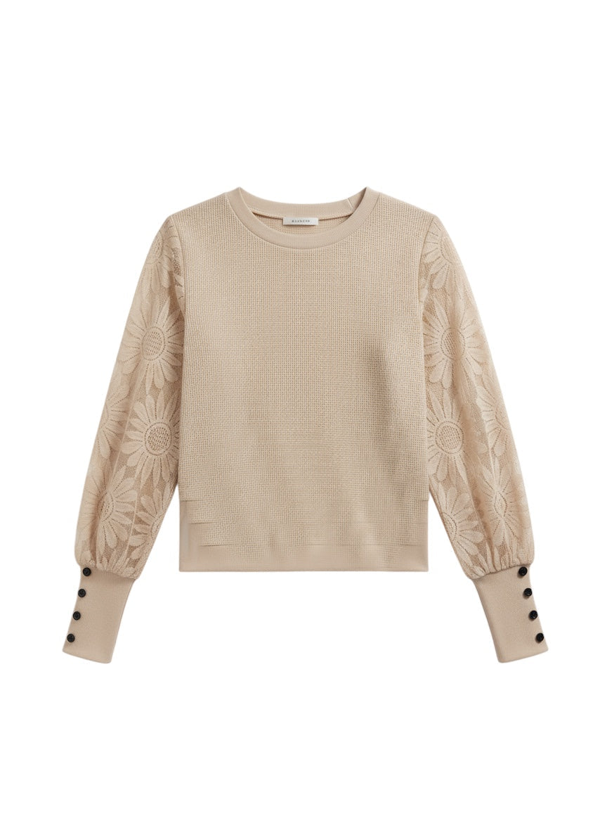 Breslin | Women's Floral Lace Sleeve Office Blouse — Elegant, Refined & Confident