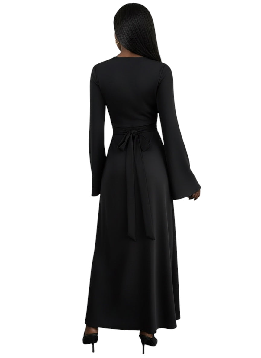 Breslin | Women's The Black Midnight Grace-Drape Maxi Dress