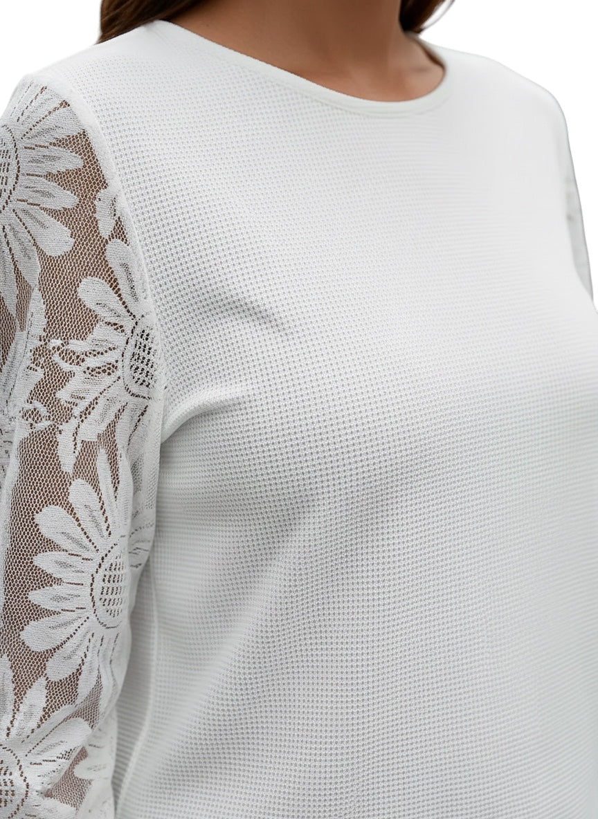 Breslin | Women's Floral Lace Sleeve Office Blouse — Elegant, Refined & Confident