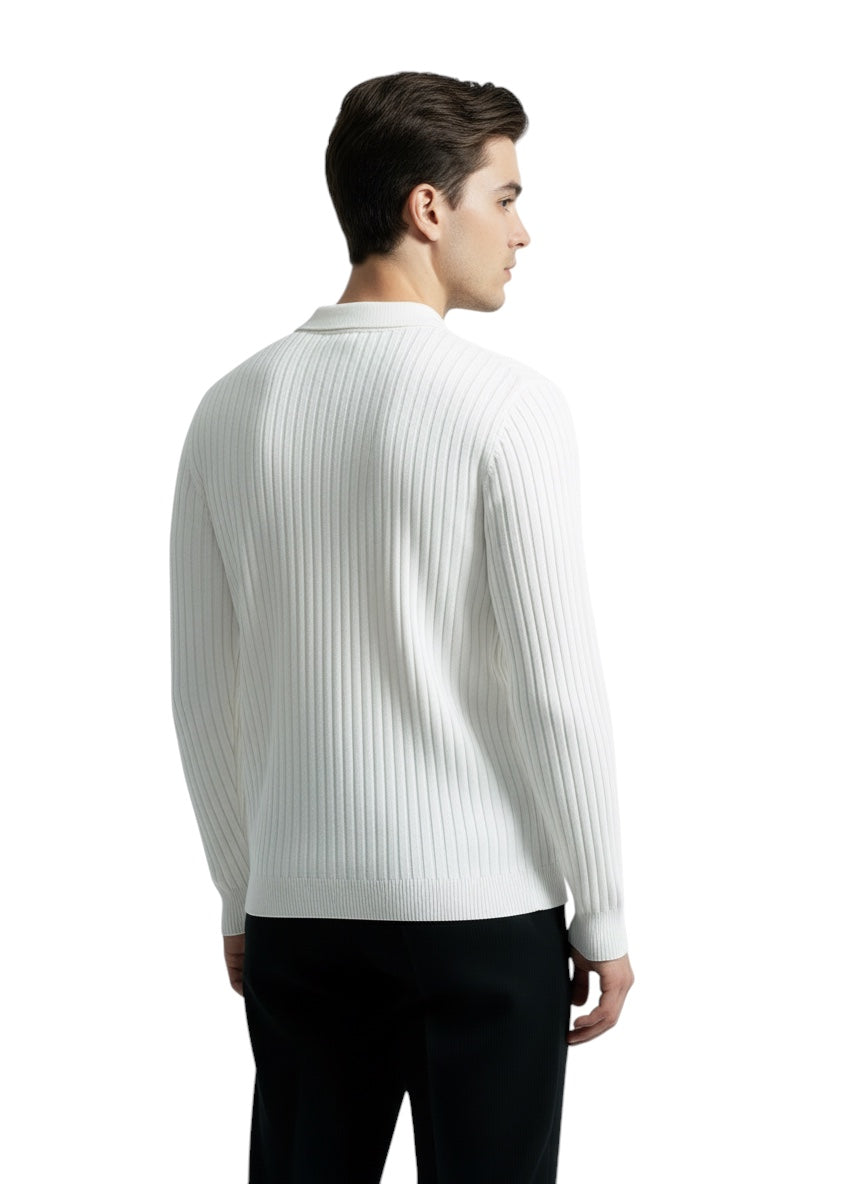 Breslin | Men’s Ribbed Knit Polo Shirt— Refined Texture, Effortless Class