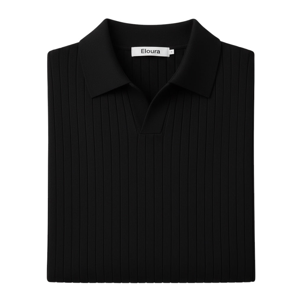 Breslin | Men’s Ribbed Knit Polo Shirt— Refined Texture, Effortless Class