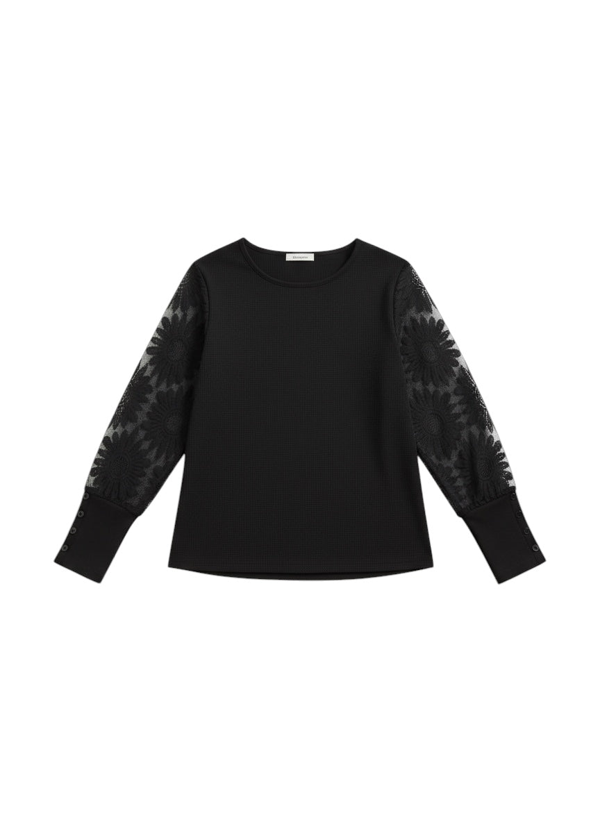 Breslin | Women's Floral Lace Sleeve Office Blouse — Elegant, Refined & Confident