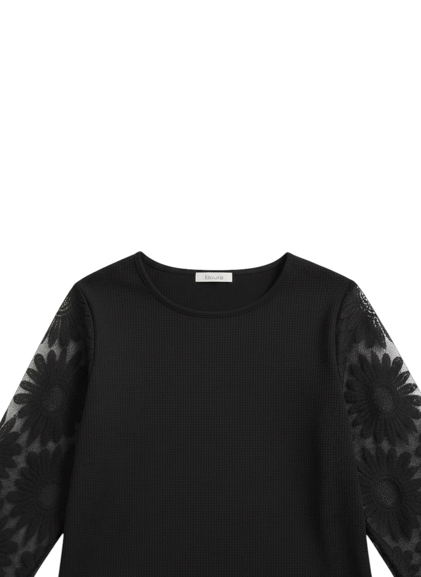 Breslin | Women's Floral Lace Sleeve Office Blouse — Elegant, Refined & Confident