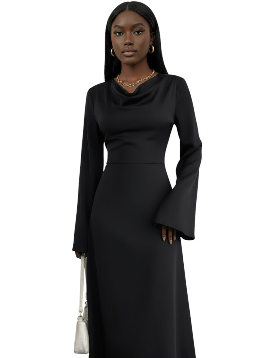 Breslin | Women's The Black Midnight Grace-Drape Maxi Dress