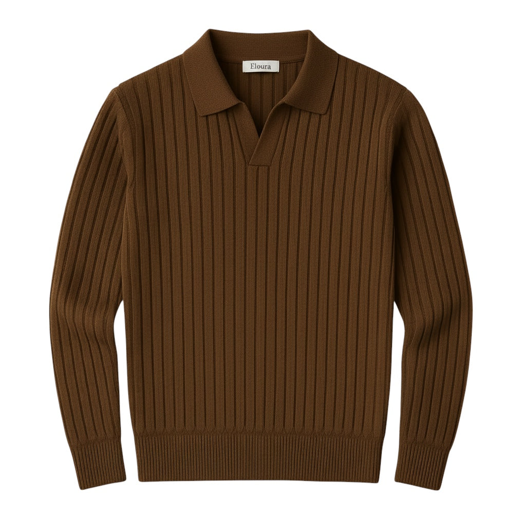 Breslin | Men’s Ribbed Knit Polo Shirt— Refined Texture, Effortless Class