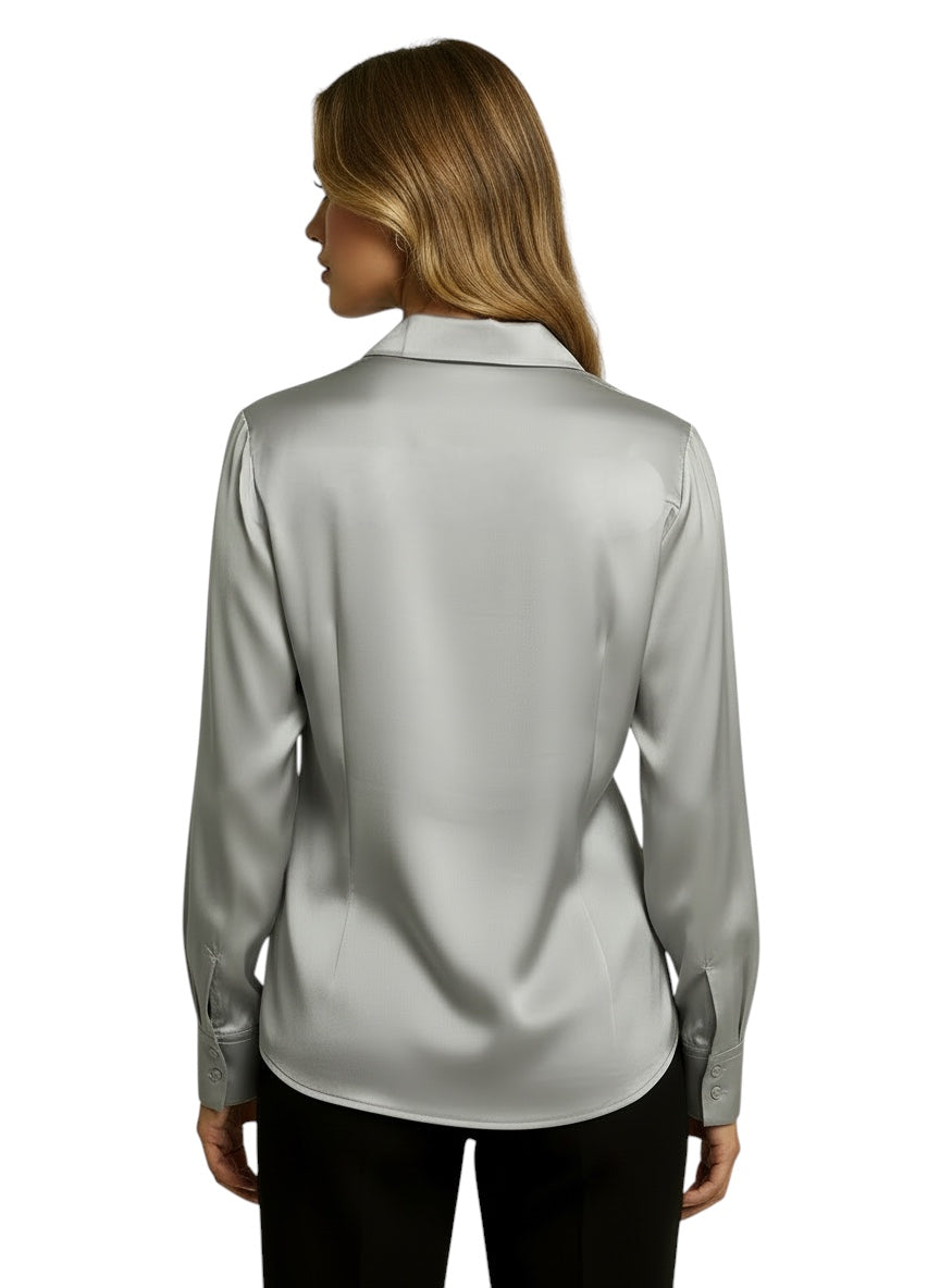 Breslin | Women's Luxe Satin Button-Up Blouse — Effortless Shine, Timeless Sophistication