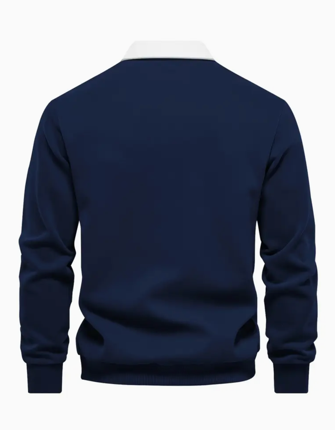 Breslin | Men’s Classic Contrast-Collar Long Sleeves Polo Shirt — Smart, Warm & Timeless