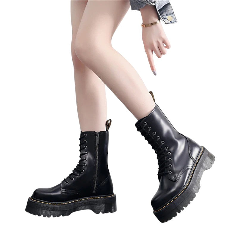 Breslin | Women’s Platform Black Leather Boots – Bold, Modern & Everyday Fierce