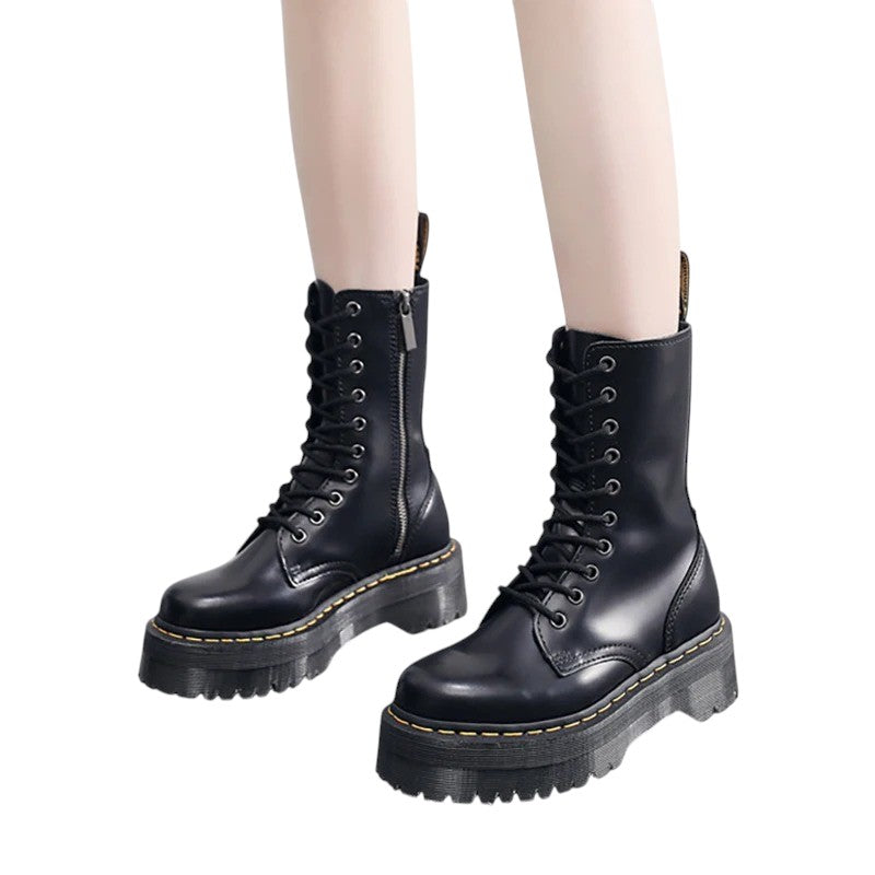 Breslin | Women’s Platform Black Leather Boots – Bold, Modern & Everyday Fierce