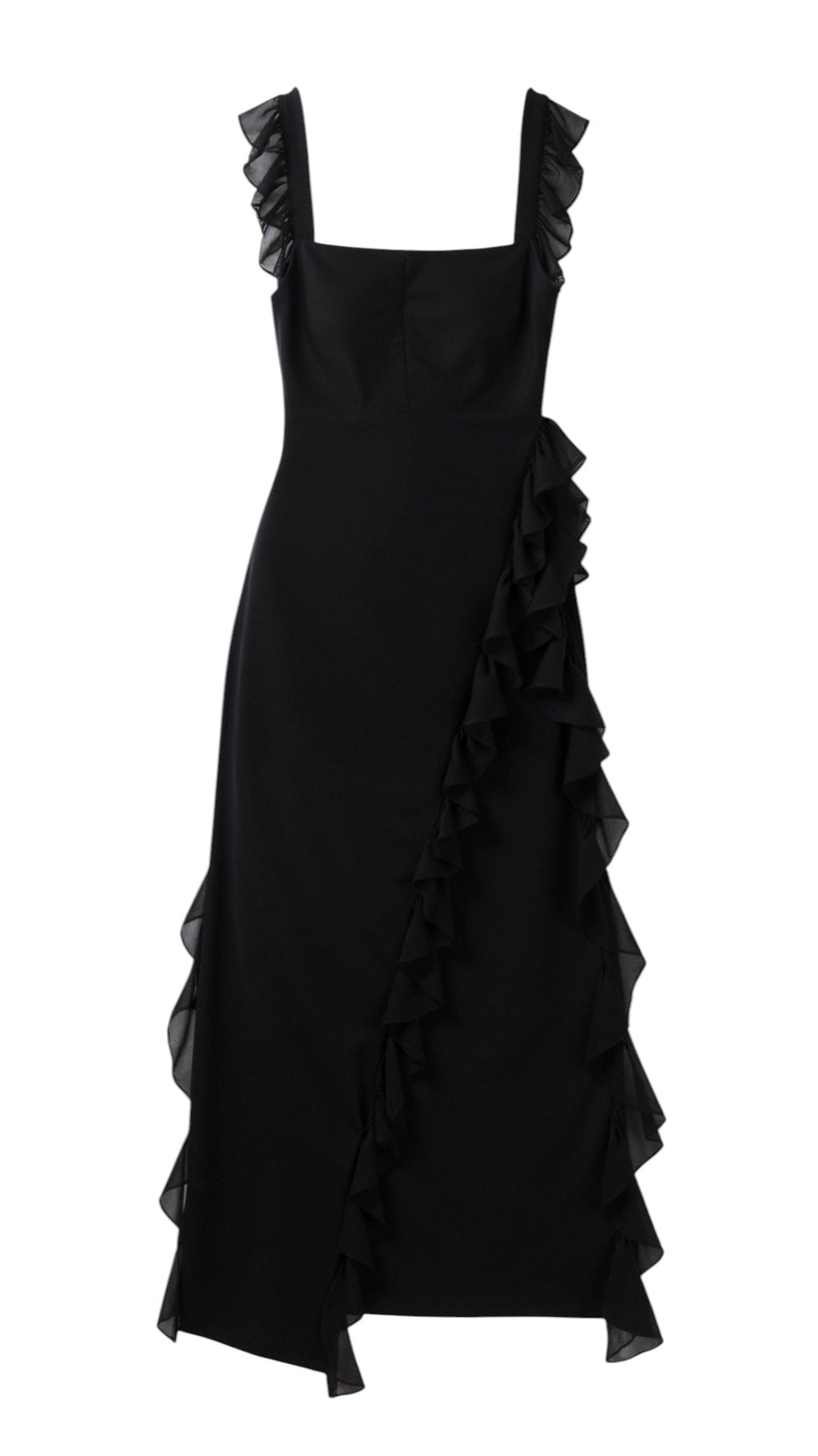 Breslin | Women's Ruffled Muse Asymmetrical Maxi Dress