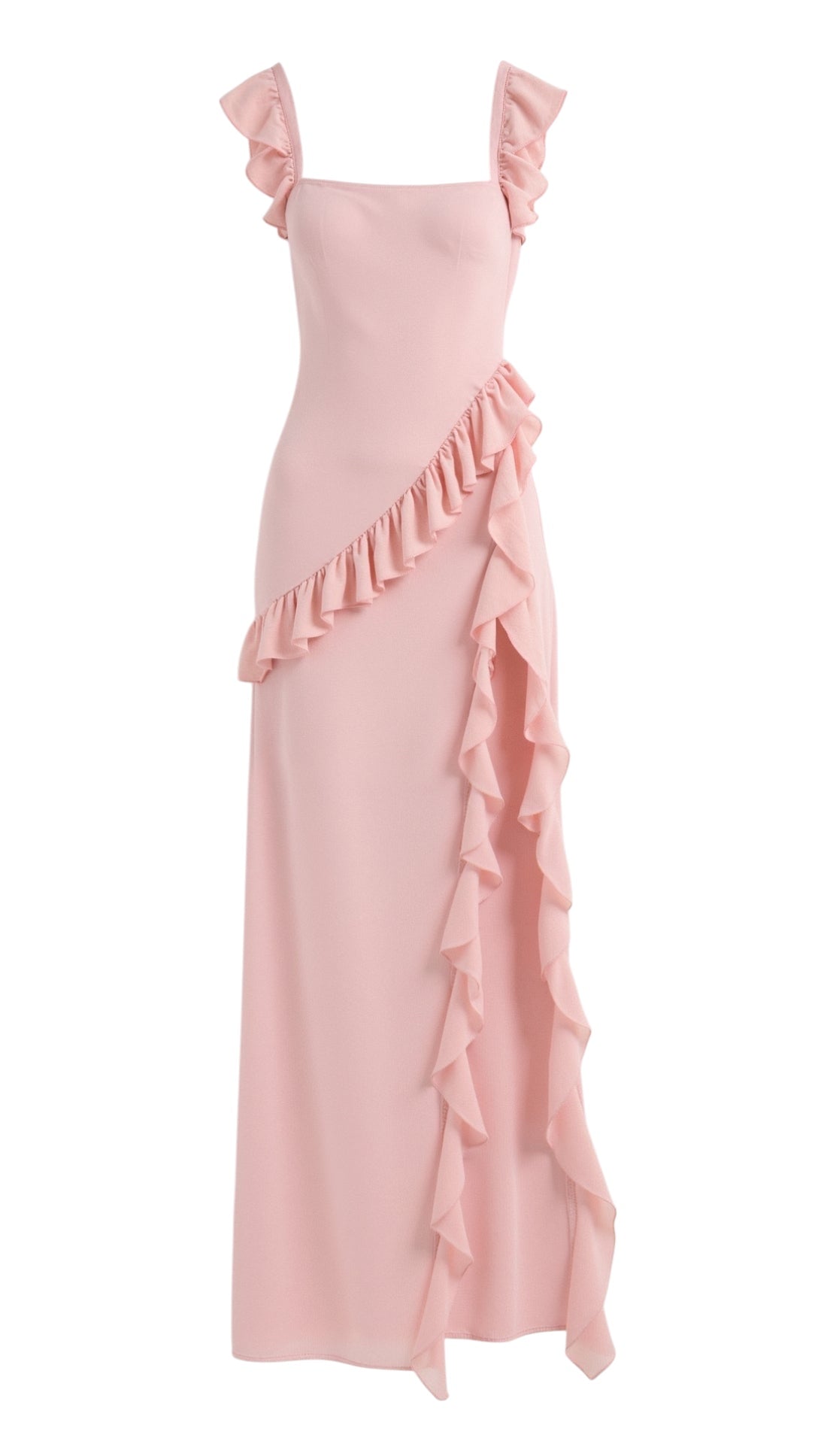 Breslin | Women's Ruffled Muse Asymmetrical Maxi Dress